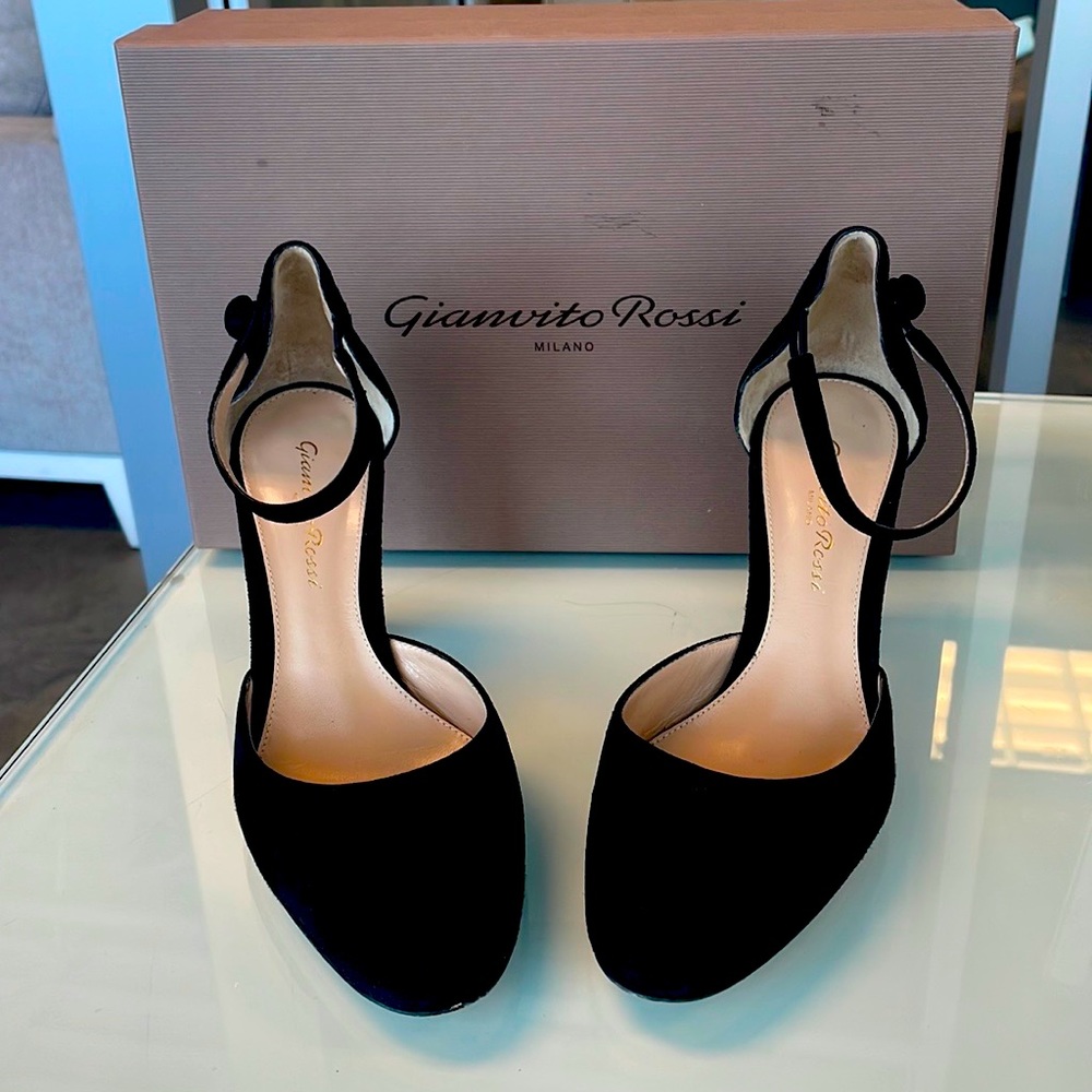 Gianvito Rossi 54 Mid Camoscio Black Heels